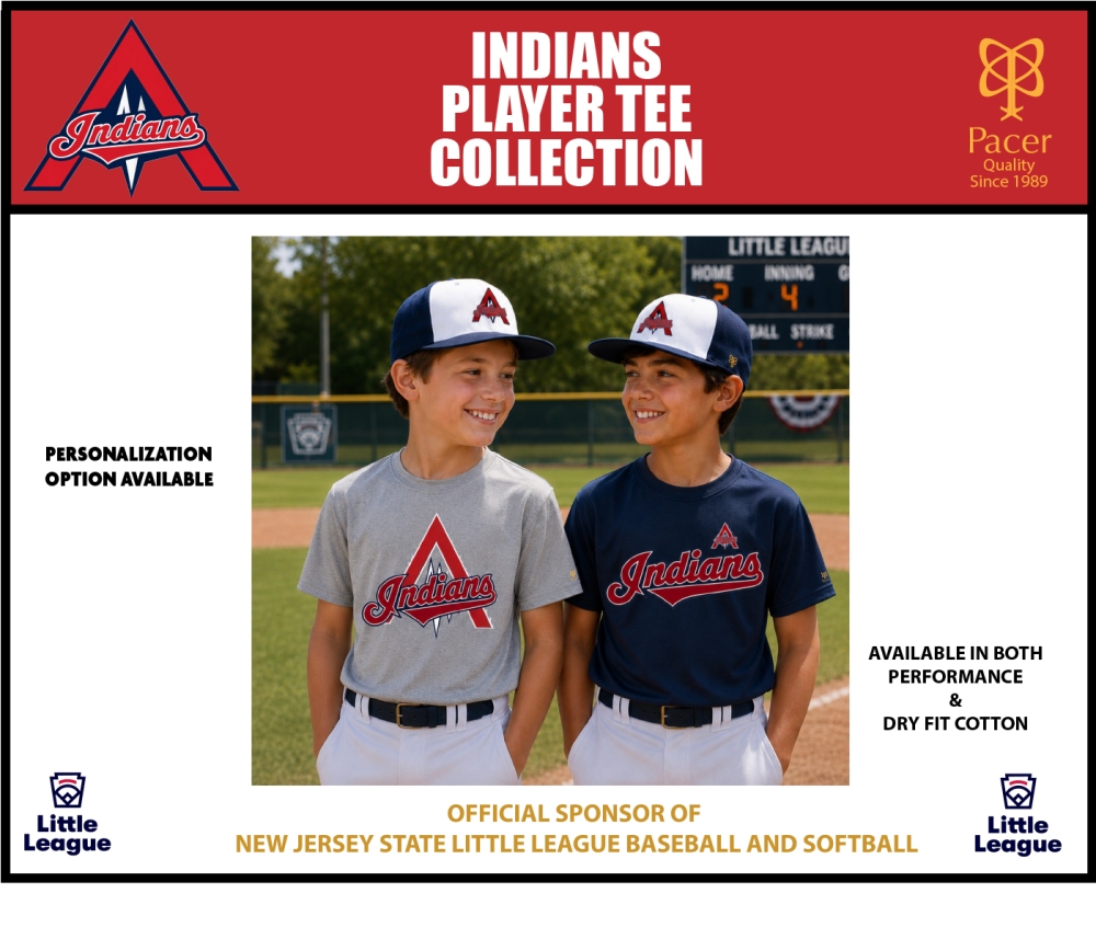 INDIANS PLAYERS SHORT SLEEVE TEE COLLECTION  by PACER