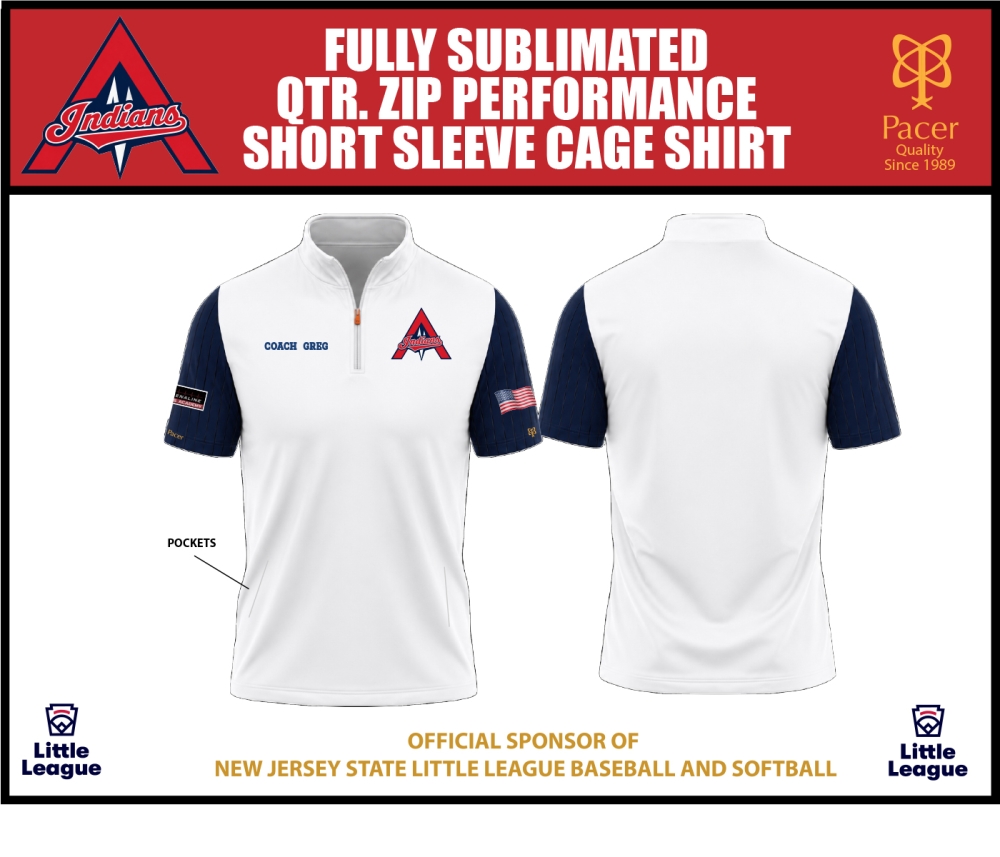 INDIANS FULLY SUBLIMATED QTR ZIP CAGE JERSEY by PACER
