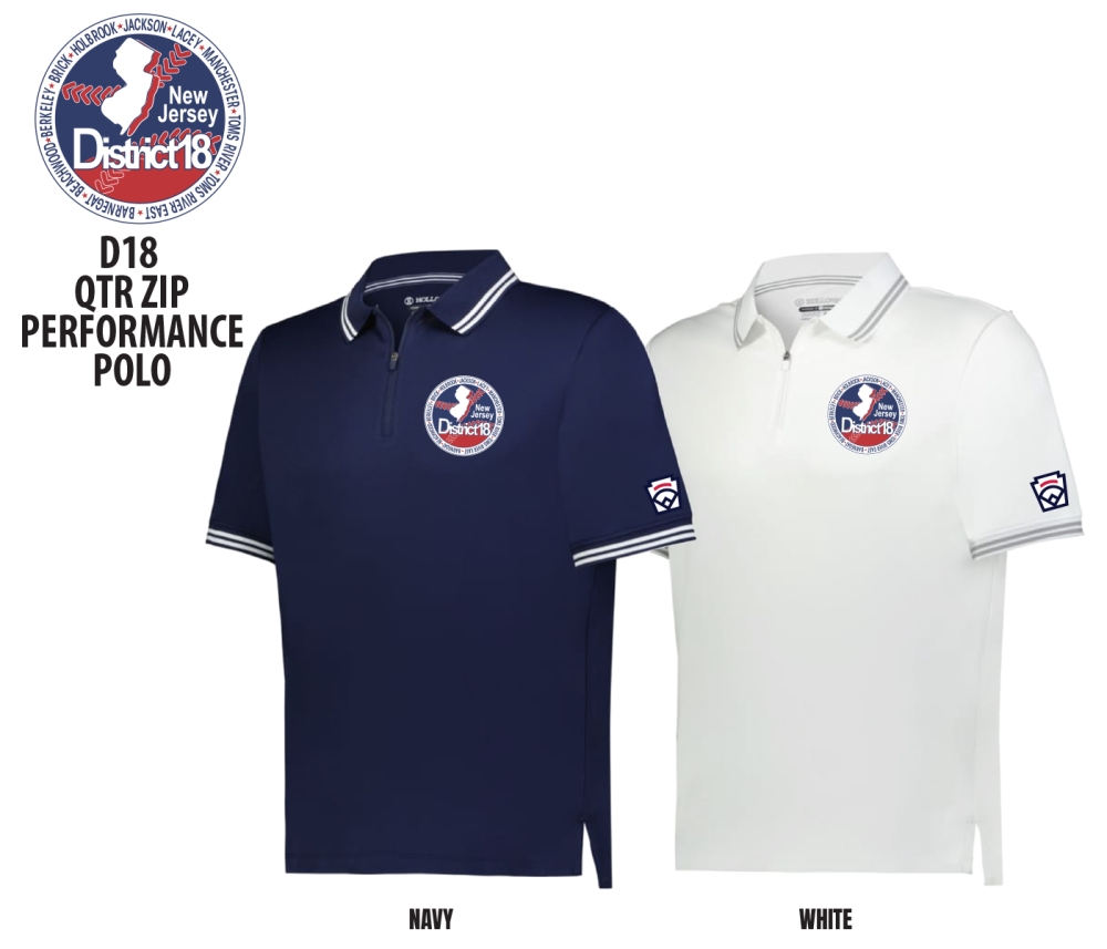 OFFICIAL DISTRICT 18 QTR ZIP PERFORMANCE POLO by PACER