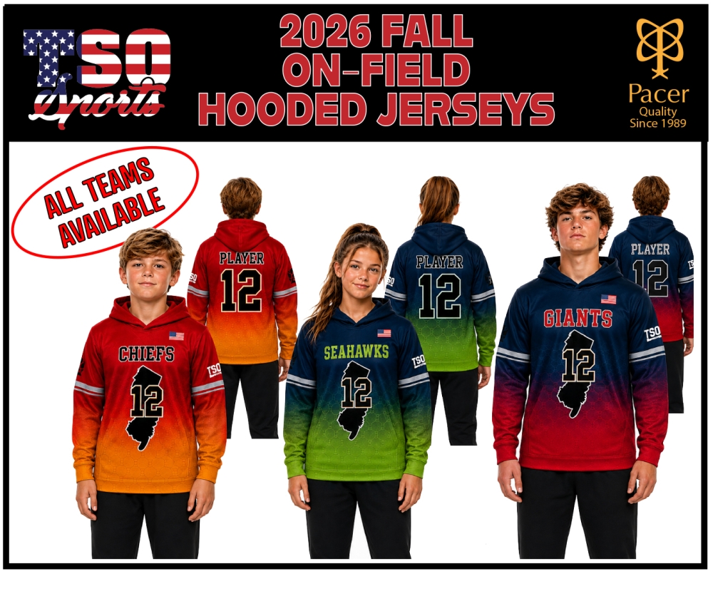 TSO FOOTBALL OFFICIAL FALL 2026 100% SUBLIMATED ON-FIELD HOODED JERSEY by PACER