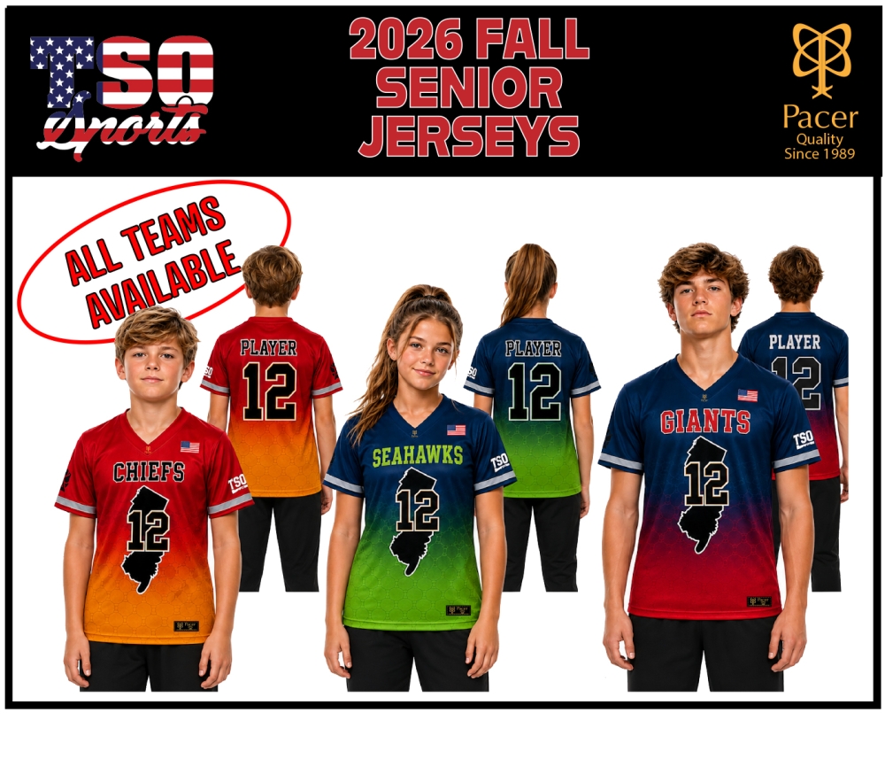 TSO FOOTBALL 2026 FALL SENIORS DIVISION JERSEY by PACER