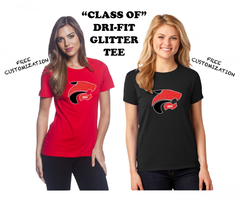 CLASS OF --- HI-VIZ GLITTER DRI-FIT TEE by PACER