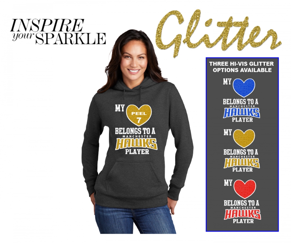 HAWKS MY HEART BELONGS GLITTER HOODIE by PACER