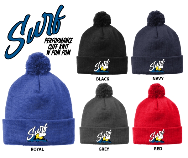 SURF OFFICIAL ON-FIELD EMBROIDERED CUFF KNIT w POM POM by PACER