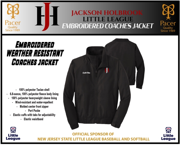 JHLL EMBROIDERED WEATHER RESISTANT INSULATED COACHES JACKET by PACER