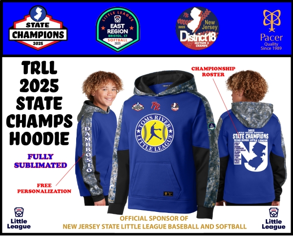 TRLL 2025 STATE CHAMPS FULLY SUBLIMATED PERFORMANCE FLEECE HOODIE by PACER