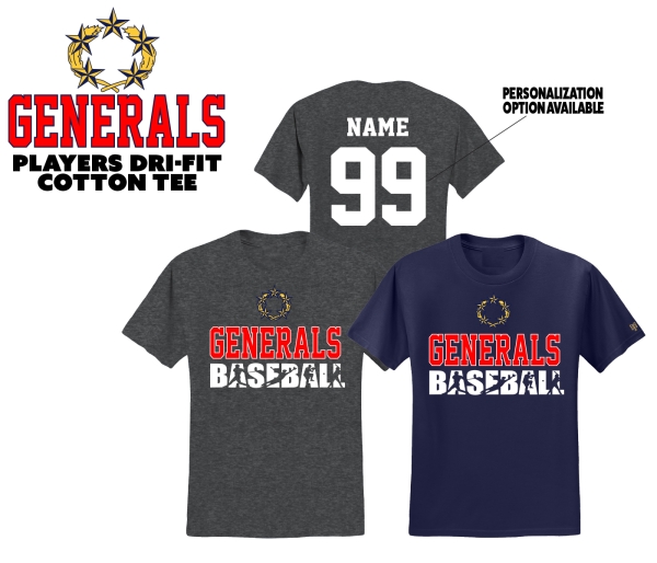 GENERALS PLAYERS DRI-FIT COTTON TEE COLLECTION by PACER