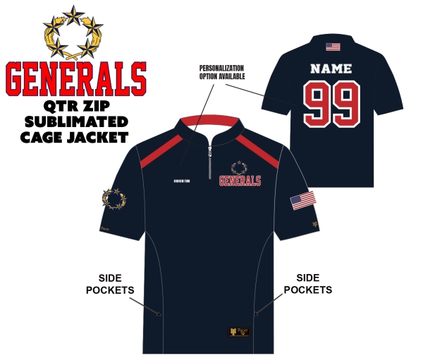 GENERALS FULLY SUBLIMATED QTR ZIP CAGE JACKET by PACER
