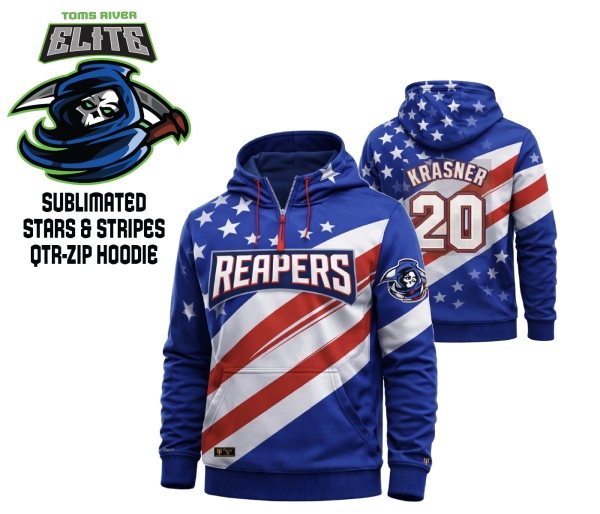 ELITE SUBLIMATED STARS & STRIPES QTR-ZIP FLEECE HOODIE by PACER
