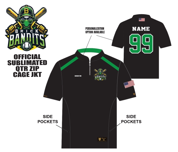 BANDITS FULLY SUBLIMATED QTR ZIP CAGE JACKET by PACER