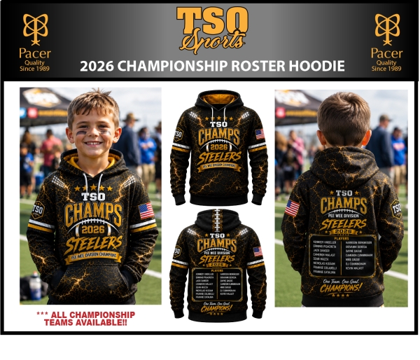 TSO FOOTBALL 100% SUBLIMATED 2026 CHAMPIONSHIP ROSTER HOODIE by PACER
