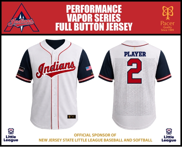 INDIANS OFFICIAL ON-FIELD SUBLIMATED VAPOR SERIES JERSEY by PACER