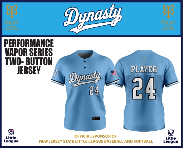 DYNASTY ON-FIELD 2-BUTTON VAPOR SERIES JERSEY by PACER
