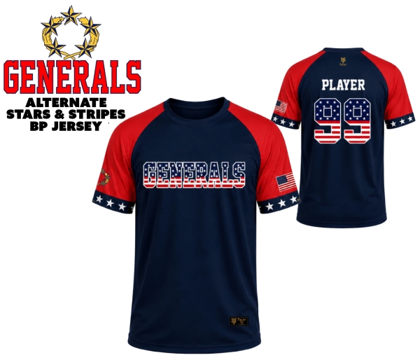 GENERALS SUBLIMATED STARS & STRIPES BP TRAINING TEE by PACER