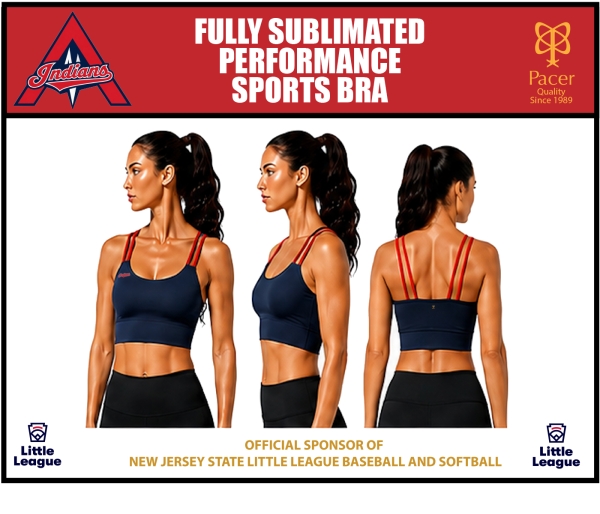 INDIANS SUBLIMATED PERFORMANCE SPORTS BRA by PACER