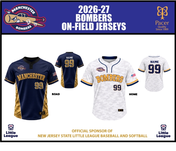 MANCHESTER BOMBERS 2026-27 GAME JERSEY'S by PACER