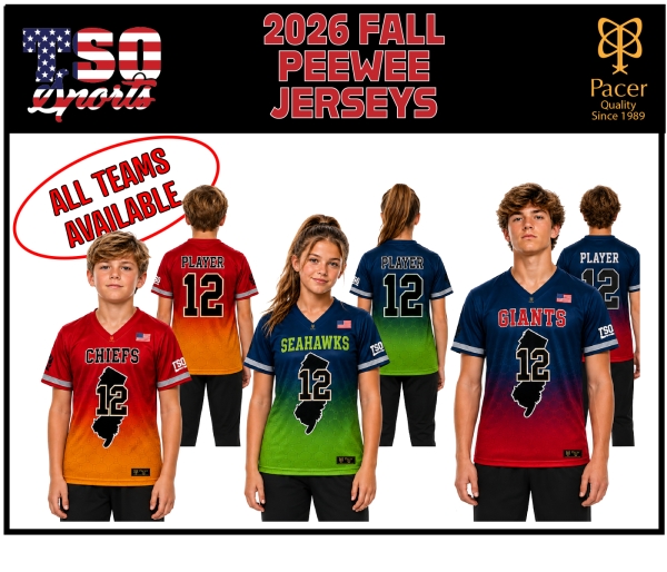 TSO FOOTBALL 2026 FALL PEEWEE DIVISION JERSEY by PACER