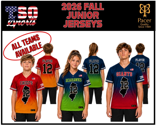 TSO FOOTBALL 2026 FALL JUNIORS DIVISION JERSEY by PACER