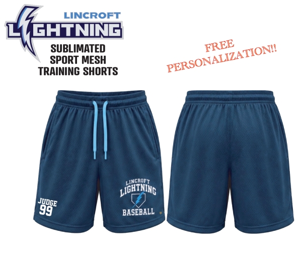 LIGHTNING 100% SUBLIMATED SPORT MESH TRAINING SHORTS w POCKETS by PACER
