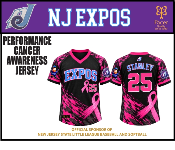 EXPOS OFFICIAL PERFORMANCE CANCER AWARENESS GAME JERSEYS  by PACER