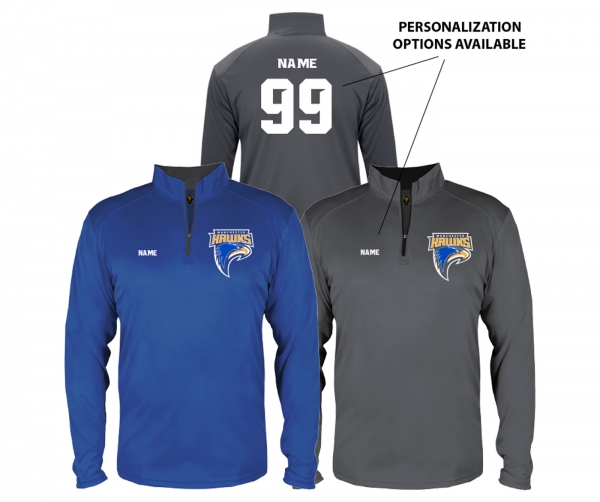 HAWKS OFFICIAL 1/4 ZIP LONG SLEEVE PERFORMANCE CAGE JERSEY  by PACER